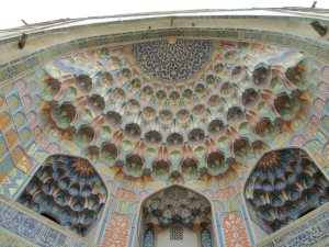 Beautiful tile-work at the Abdul Aziz Khan Medressa, built in the 16th-century.